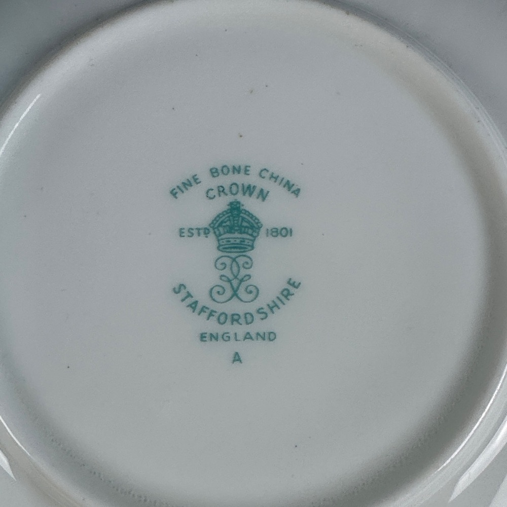 Crown Staffordshire Springtime Pattern Floral Bone China Teacup and Saucer Set - Picture 4 of 10